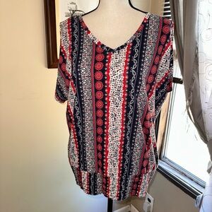 Cato Red and Blue Striped Blouse